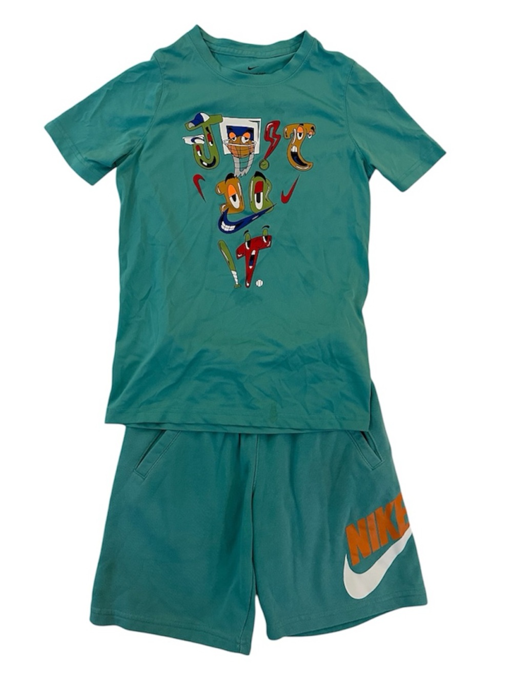 Nike Teal Graphic Tee and Shorts Set (bonus shirt)